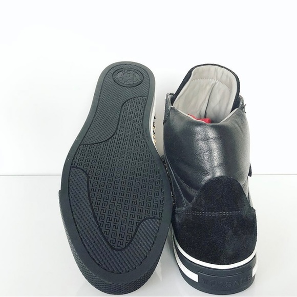 VERSACE STUDDED HIGH-TOP SNEAKERS with GOLD MEDUSA BUCKLE - Picture 8 of 8